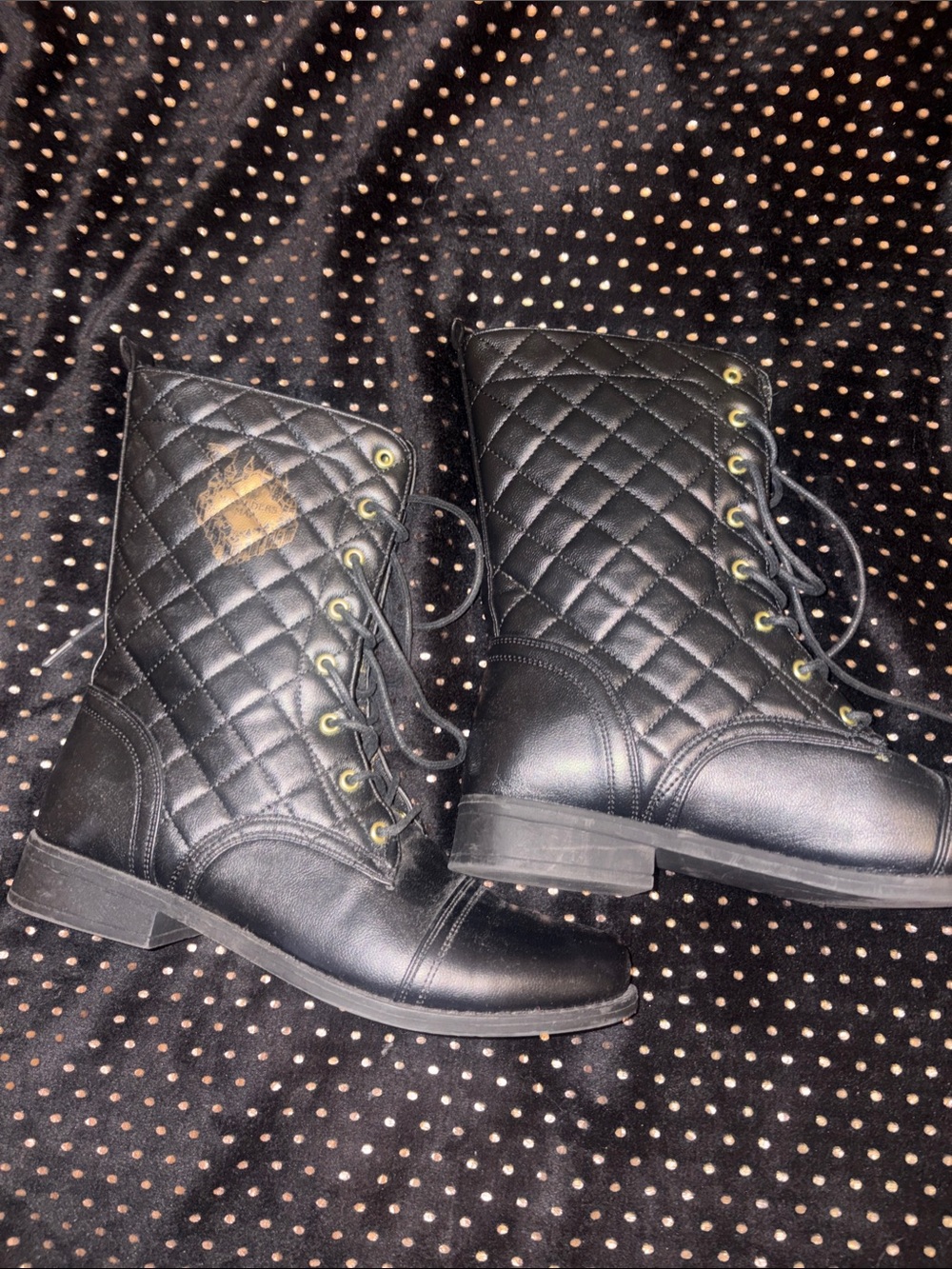 Harry Potter Quilted Lace-Up Combat Boots - Black